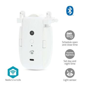 SmartLife Függöny Robot | I Sín / U Sín | Drapák / Függönyök | Elemes Áramellátás / USB-áramellátású | 4000 mAh | Bluetooth® | Fehér kép