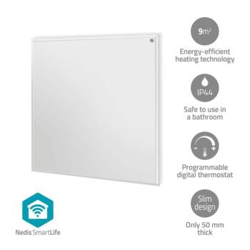 SmartLife Infravörös fűtőpanel | 350 W | 1 Hőbeállítás | Állítható hőmérséklet | Távirányító | IP44 | Fehér kép