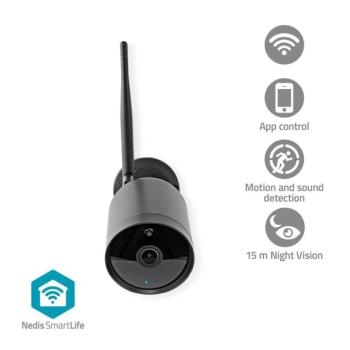 SmartLife kültéri kamera | Wi-Fi | Full HD 1080p | IP65 | Felhőalapú Tárolás (opcionális) / microSD (nem tartozék) | 12 V DC | Mozgásérzékelővel | Éjj kép