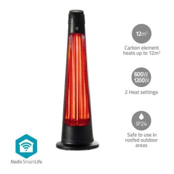 SmartLife Terasz hősugárzó | Wi-Fi | 1200 W | 2 Hőbeállítások | Oszcilláló | Borulás ellen védett | IP24 | Fekete kép