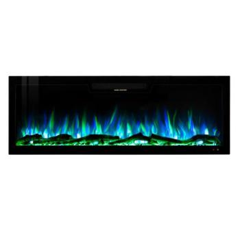 Vegas 50 fali-beépithető elektromos kandalló, Art Flame, 457×1270×126 mm, 1500 W, 10 lángszín, Termosztát, Farönkök és kristályok kép