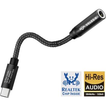 Veles-X Hi-Res DAC audio adapter - Realtek Chip 384 kHz / 32 bit, USB-C to 3,5 mm jack kép