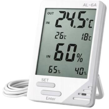 Verk 09238 LCD időjárás állomás hőmérővel, szondával és páratartalom-mérővel, fehér kép