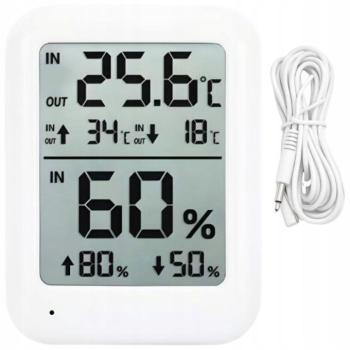 Verk 09239 LCD időjárás állomás hőmérővel, szondával és páratartalom-mérővel, fehér kép