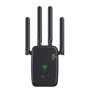 Wi-Fi WLAN jelerősítő Repeater, 2.4GHz, LAN/WAN Ethernet port, WPS, fekete kép