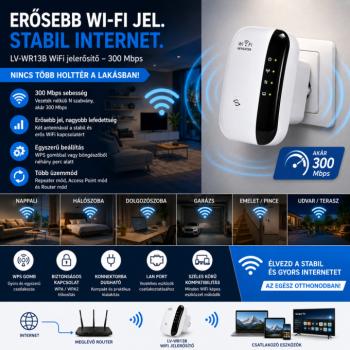 Wireless-N WiFi jelerősítő 300Mbps – fehér kép